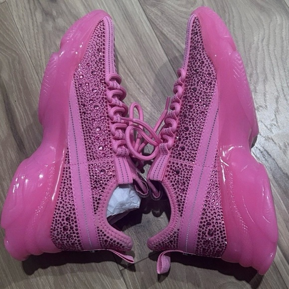 Steve Madden Pink Rhinestone Platform Sneakers Women’s Size 9 | New Without Box - Picture 6 of 7